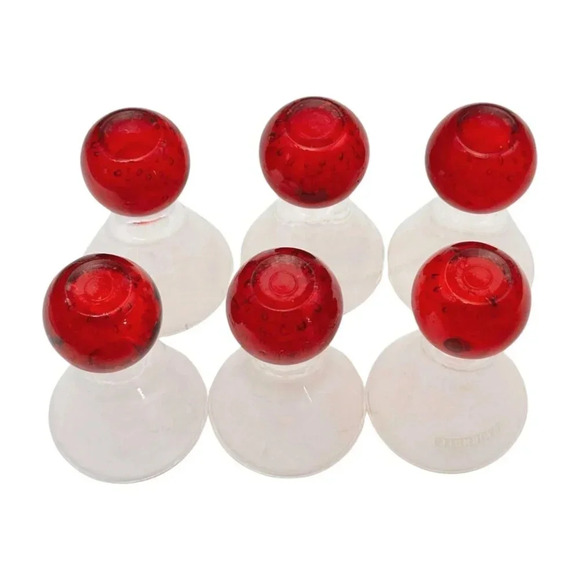 Smirnoff Lot 6 Vodka Glasses Specialty Red Ball Base Clear Shot Glass - Picture 5 of 6